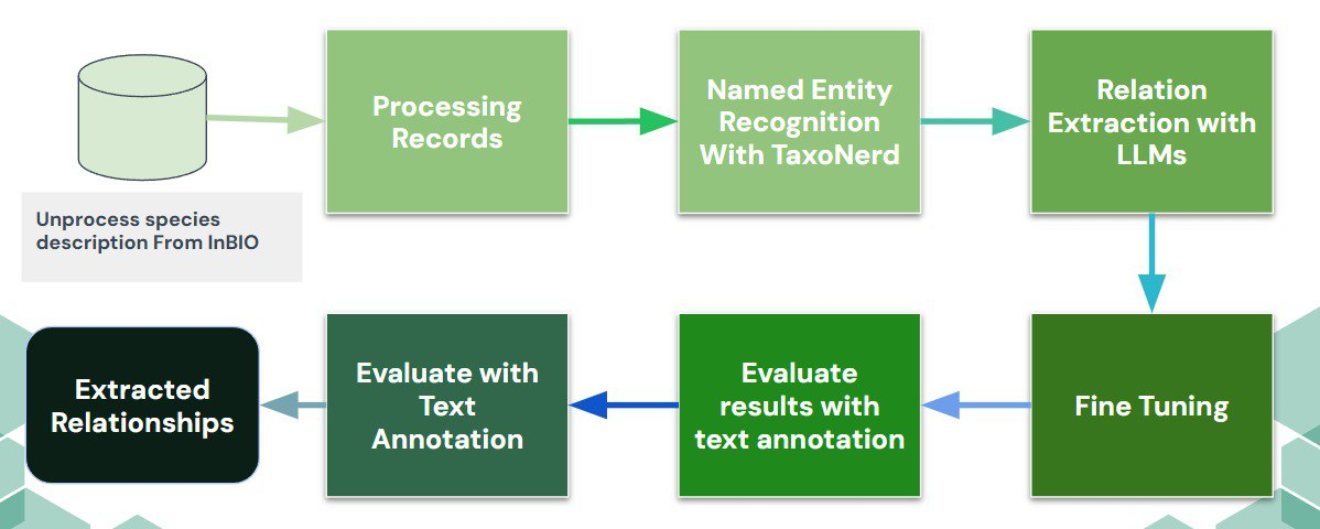 Extracción de relaciones a partir de descripciones no estructuradas de especies utilizando TaxonNERD y Llama2 - 7B